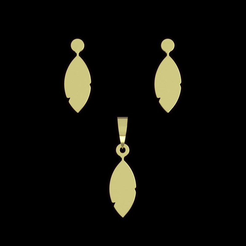 نیم ست طلا 18 عیار زنانه مدوپد مدل برگ کد NA14684