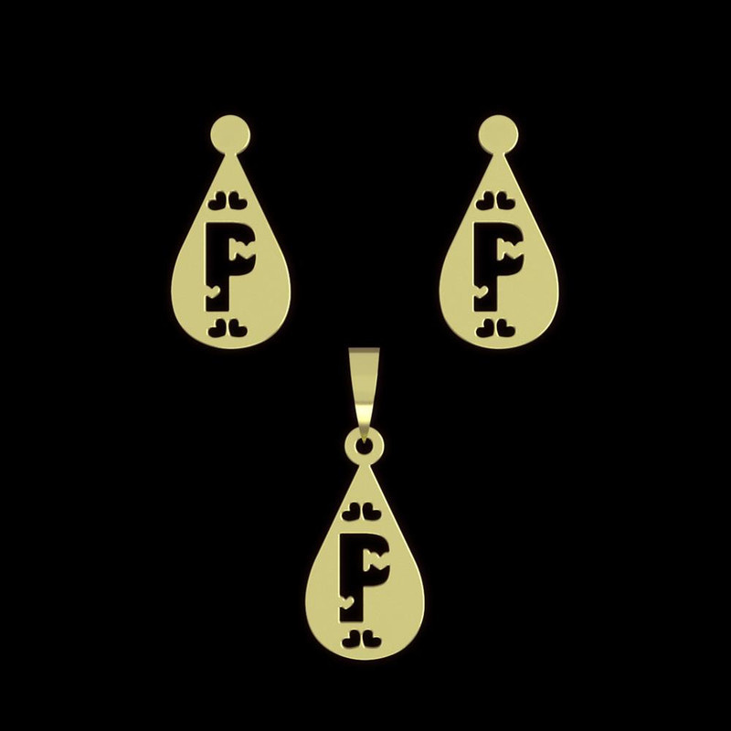 نیم ست طلا 18 عیار زنانه مدوپد مدل P حرف کد NA14779