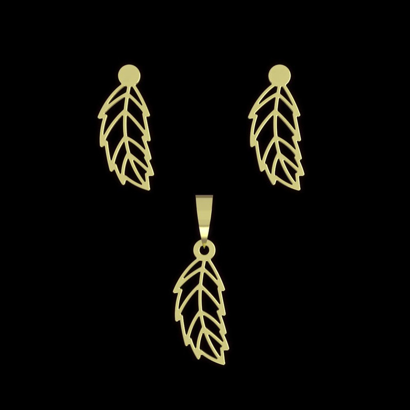 نیم ست طلا 18 عیار زنانه مدوپد مدل برگ کد NA14959