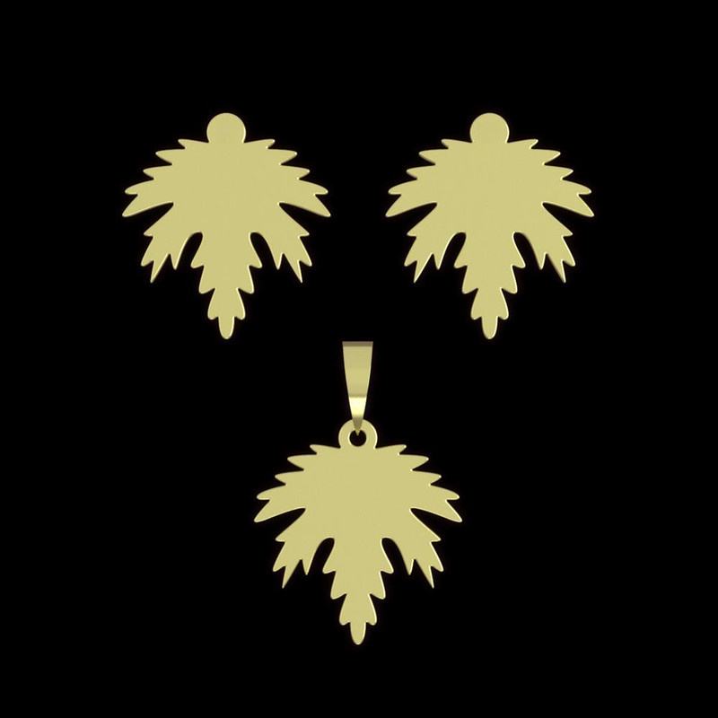 نیم ست طلا 18 عیار زنانه مدوپد مدل برگ کد NA14963