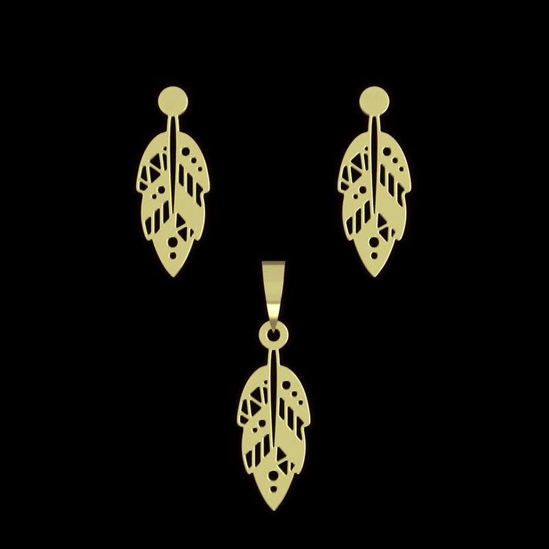 نیم ست طلا 18 عیار زنانه مدوپد مدل برگ کد NA14989