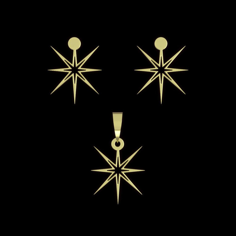 نیم ست طلا 18 عیار زنانه مدوپد مدل ستاره کد NA15559