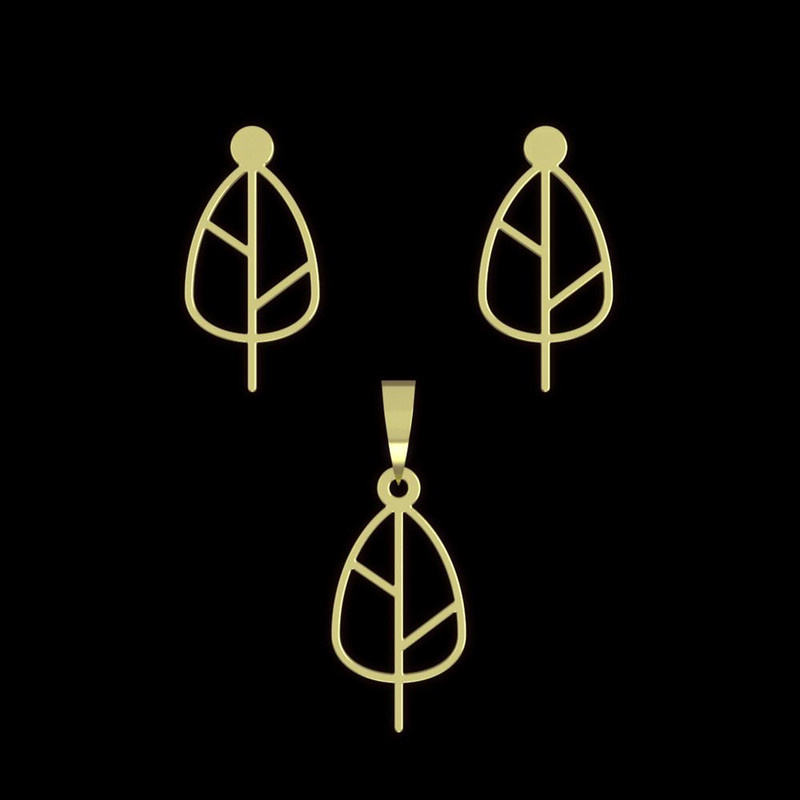 نیم ست طلا 18 عیار زنانه مدوپد مدل برگ کد NA15867