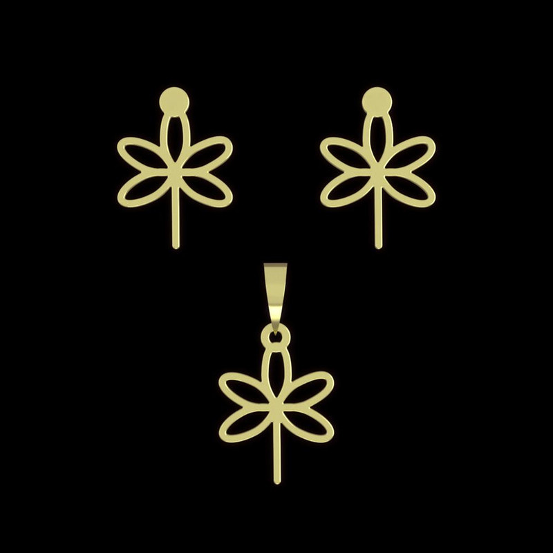 نیم ست طلا 18 عیار زنانه مدوپد مدل برگ کد NA15999