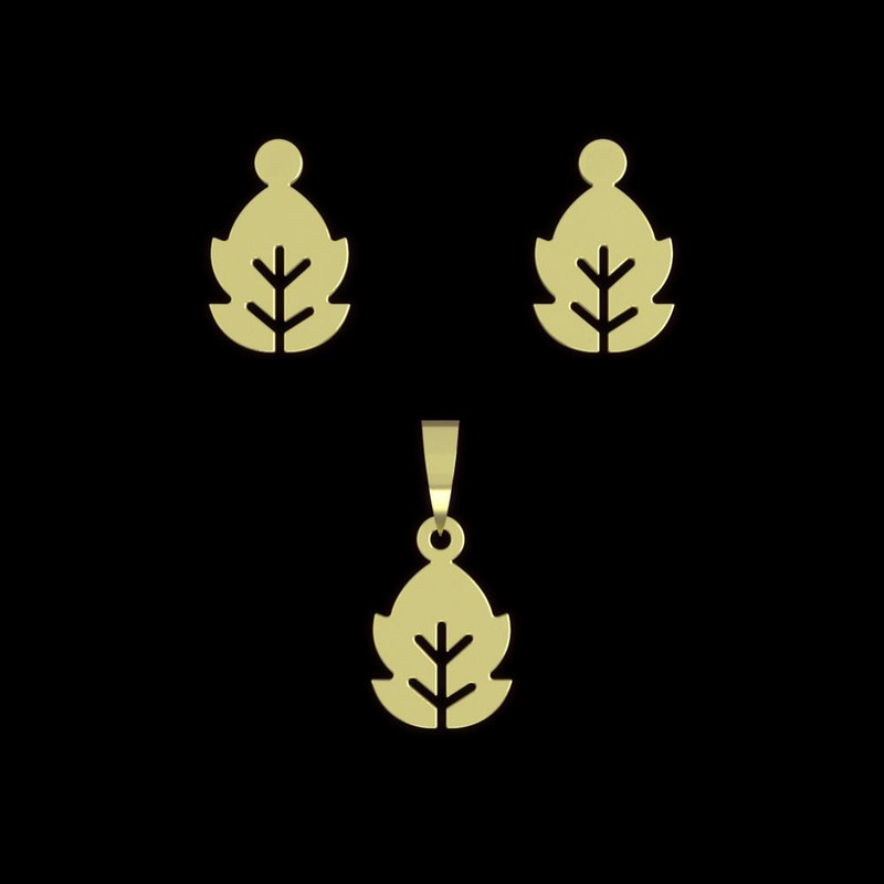 نیم ست طلا 18 عیار زنانه مدوپد مدل برگ کد NA16018