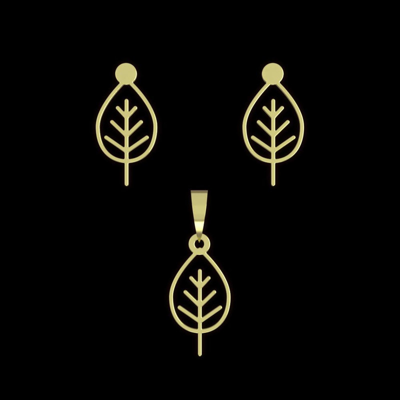 نیم ست طلا 18 عیار زنانه مدوپد مدل برگ کد NA16023