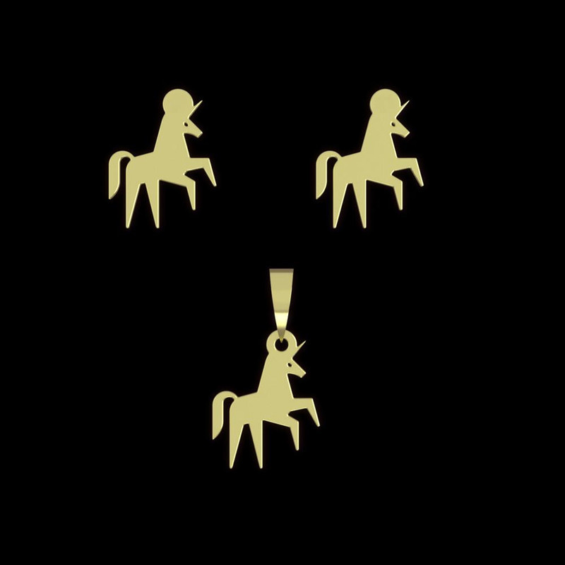 نیم ست طلا 18 عیار زنانه مدوپد مدل یونیکورن کد NA16067