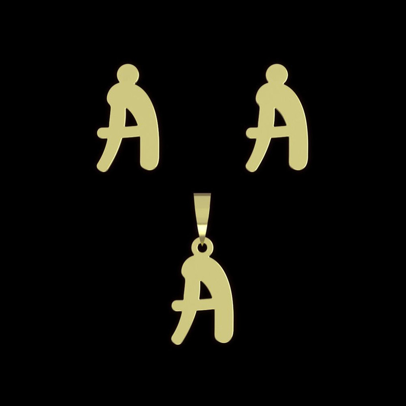 نیم ست طلا 18 عیار زنانه مدوپد مدل حرف A کد NA16608