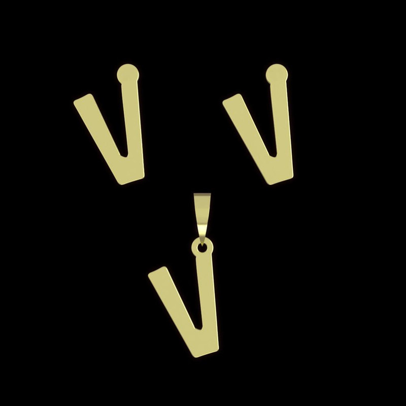 نیم ست طلا 18 عیار زنانه مدوپد مدل حرف V کد NA16639