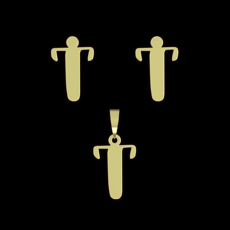 نیم ست طلا 18 عیار زنانه مدوپد مدل حرف T کد NA16651