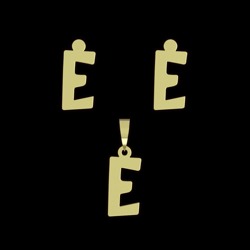 نیم ست طلا 18 عیار زنانه مدوپد مدل حرف E کد NA16672