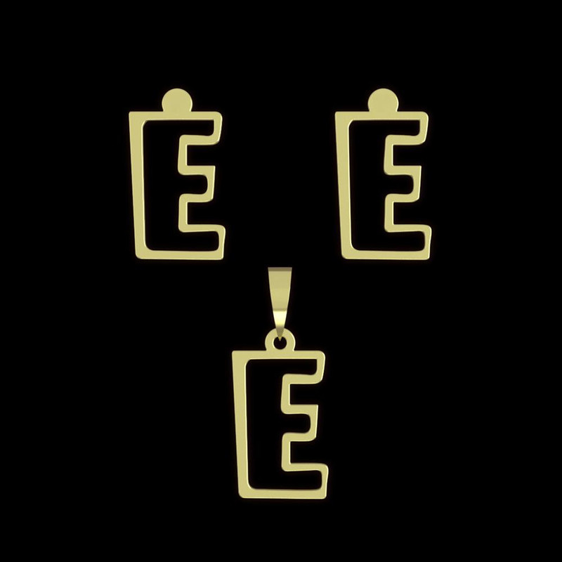 نیم ست طلا 18 عیار زنانه مدوپد مدل حرف E کد NA16685