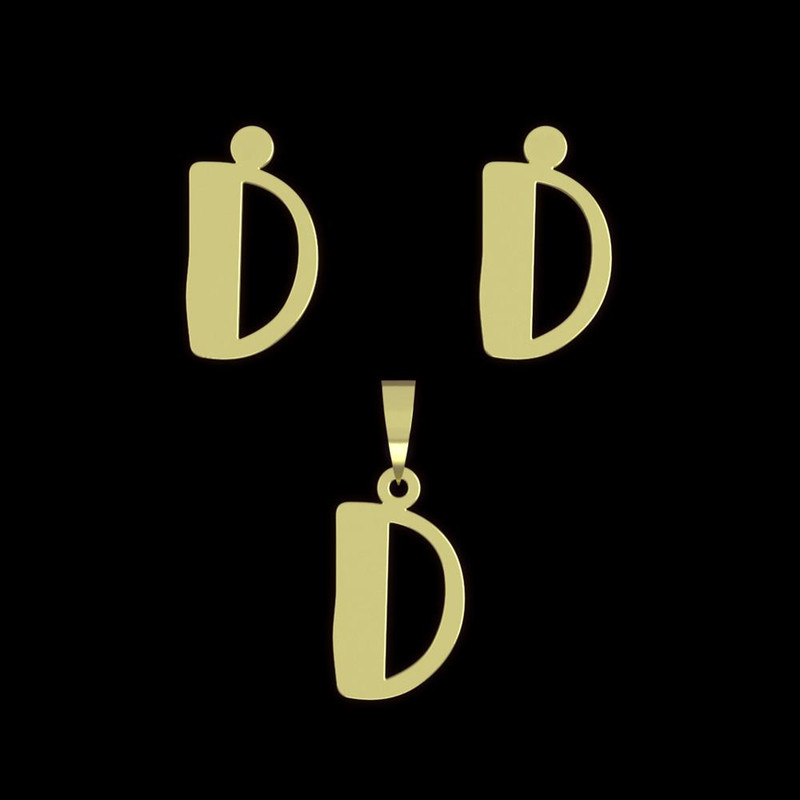 نیم ست طلا 18 عیار زنانه مدوپد مدل حرف D کد NA16710