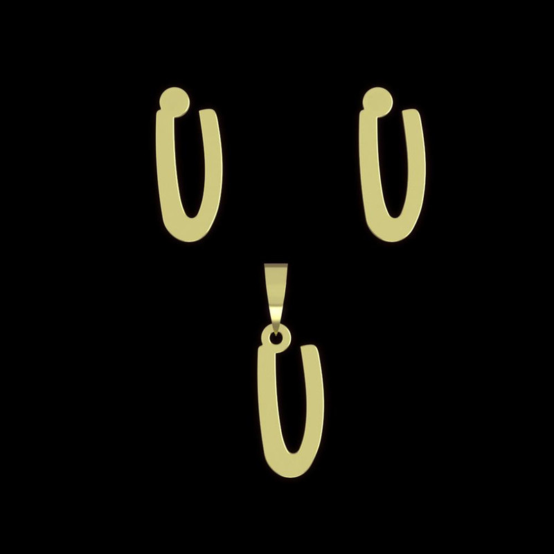 نیم ست طلا 18 عیار زنانه مدوپد مدل حرف U کد NA16753