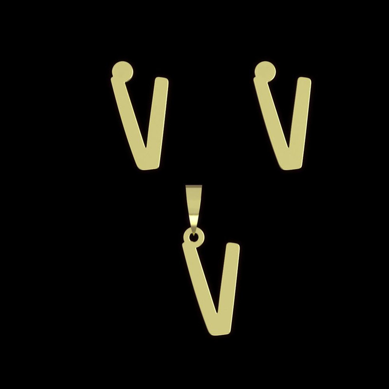 نیم ست طلا 18 عیار زنانه مدوپد مدل حرف V کد NA16754