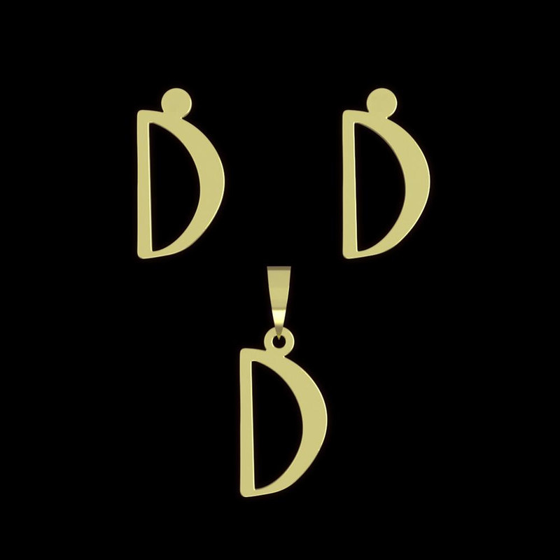 نیم ست طلا 18 عیار زنانه مدوپد مدل حرف D کد NA16764