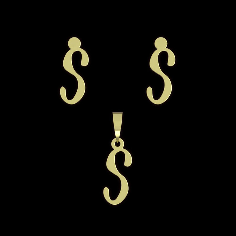 نیم ست طلا 18 عیار زنانه مدوپد مدل حرف S کد NA16779