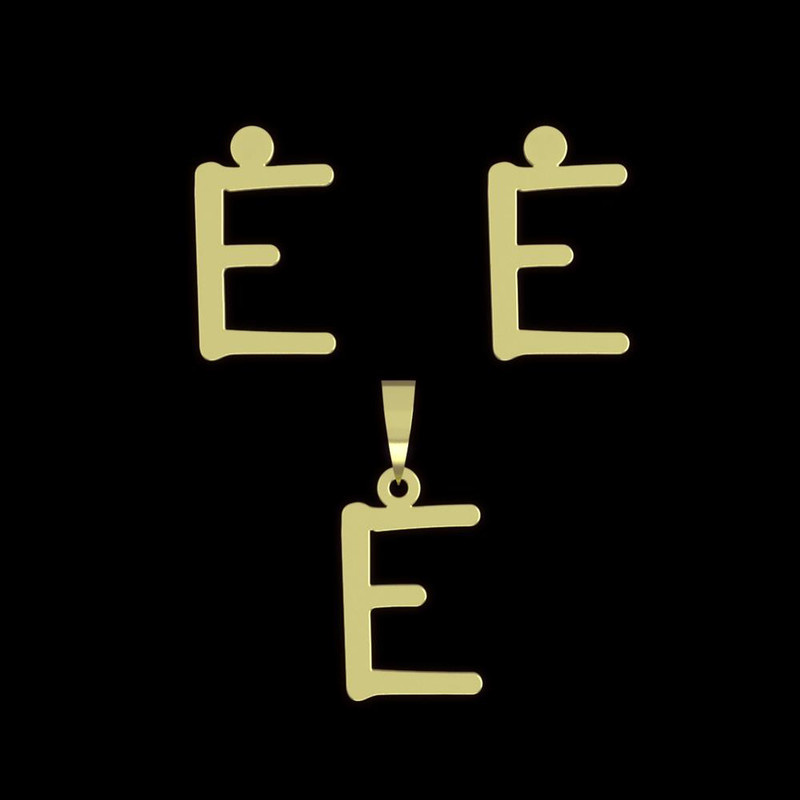 نیم ست طلا 18 عیار زنانه مدوپد مدل حرف E کد NA16785