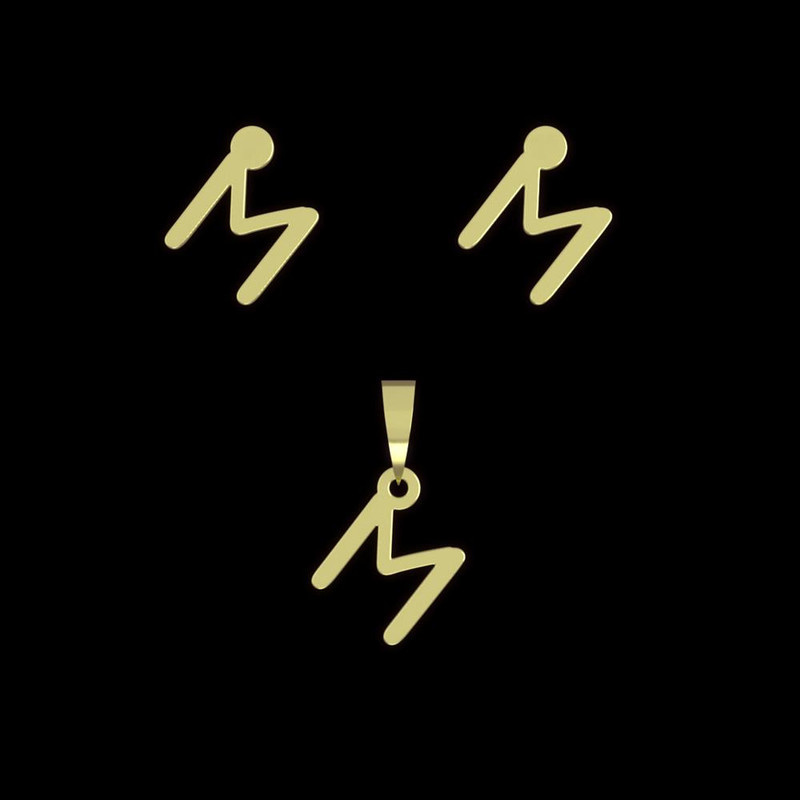 نیم ست طلا 18 عیار زنانه مدوپد مدل حرف M کد NA16793