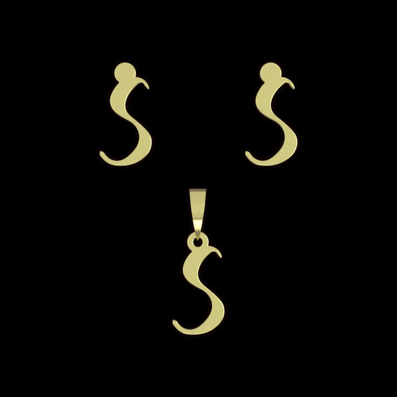 نیم ست طلا 18 عیار زنانه مدوپد مدل حرف S کد NA16827