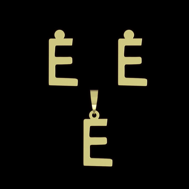 نیم ست طلا 18 عیار زنانه مدوپد مدل حرف E کد NA16839