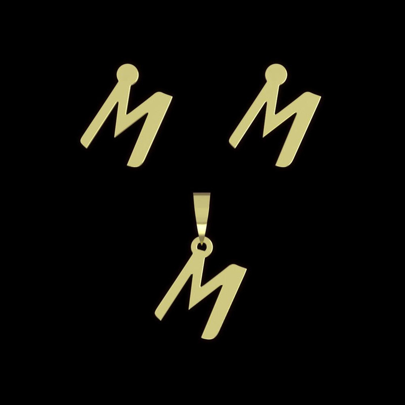 نیم ست طلا 18 عیار زنانه مدوپد مدل حرف M کد NA16873