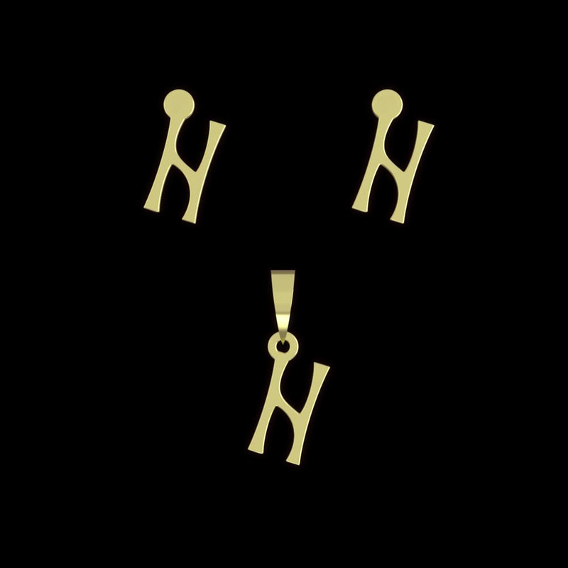 نیم ست طلا 18 عیار زنانه مدوپد مدل حرف H کد NA17128