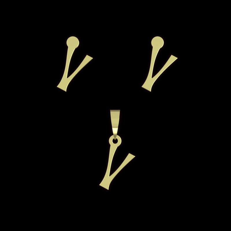 نیم ست طلا 18 عیار زنانه مدوپد مدل حرف V کد NA17141