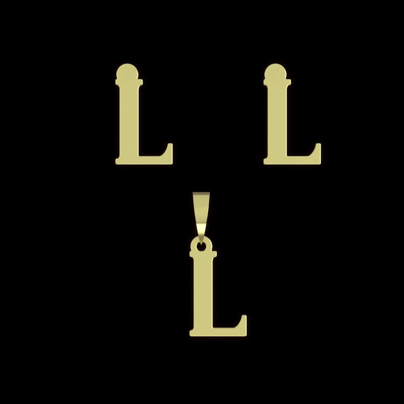 نیم ست طلا 18 عیار زنانه مدوپد مدل حرف L کد NA17158