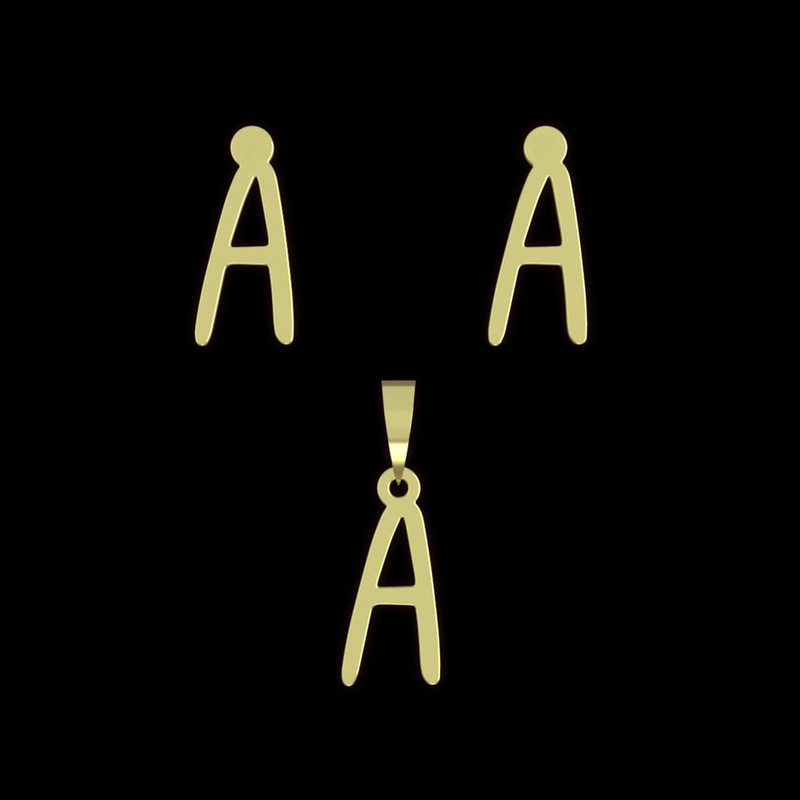 نیم ست طلا 18 عیار زنانه مدوپد مدل حرف A کد NA17173