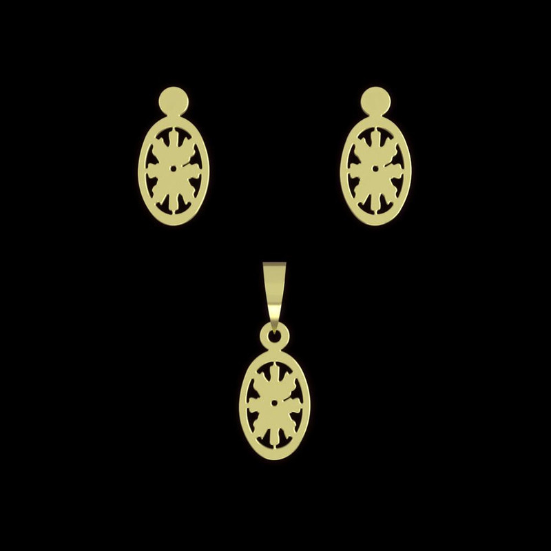 نیم ست طلا 18 عیار زنانه مدوپد مدل بیضی کد NA10642