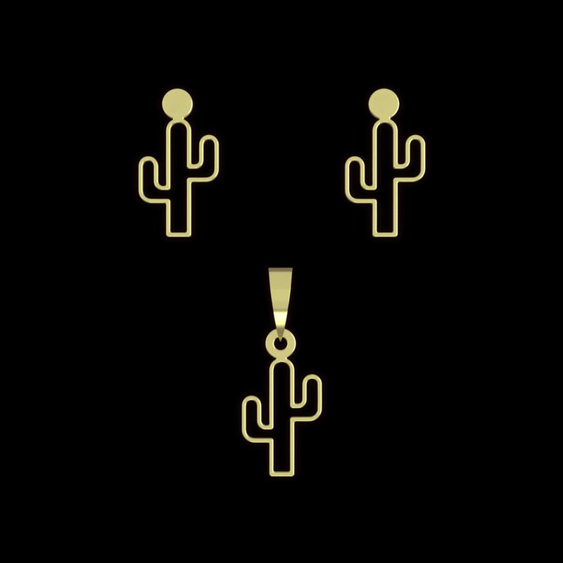 نیم ست طلا 18 عیار زنانه مدوپد مدل کاکتوس کد NA10798