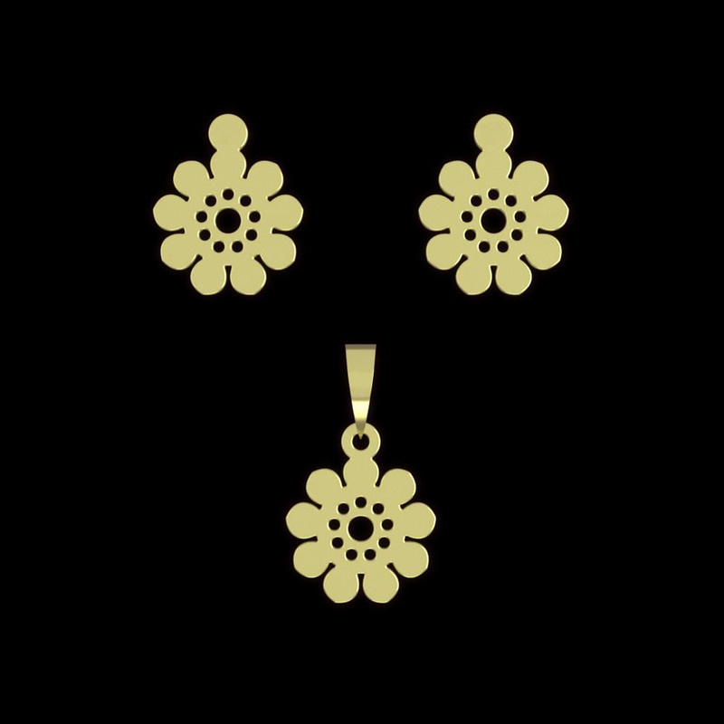 نیم ست طلا 18 عیار زنانه مدوپد مدل گل کد NA10865