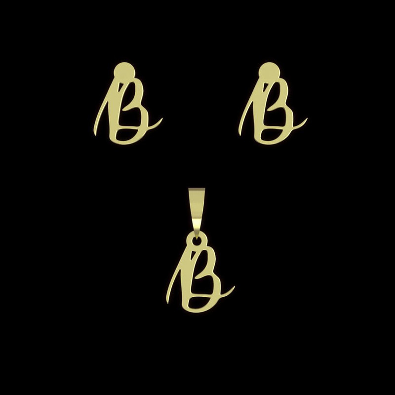 نیم ست طلا 18 عیار زنانه مدوپد مدل حرف B کد NA10884