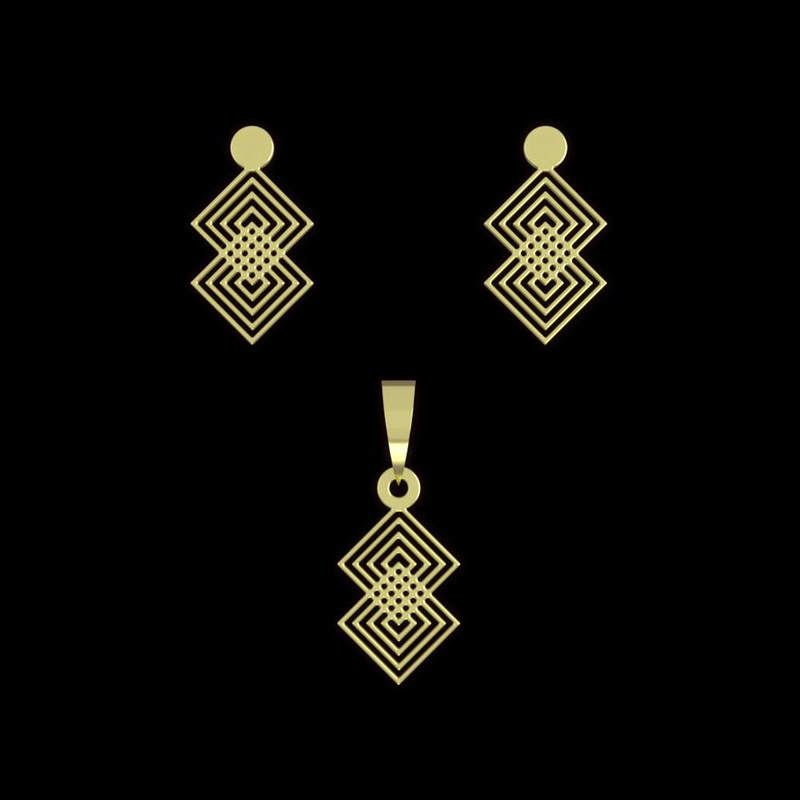 نیم ست طلا 18 عیار زنانه مدوپد مدل هندسی کد NA10905