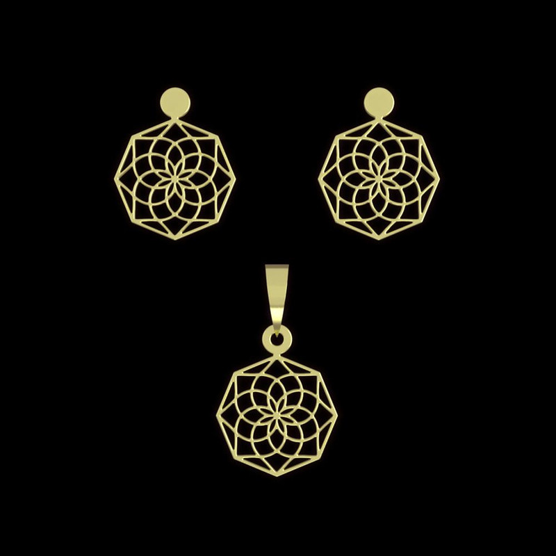 نیم ست طلا 18 عیار زنانه مدوپد مدل هندسی کد NA10906