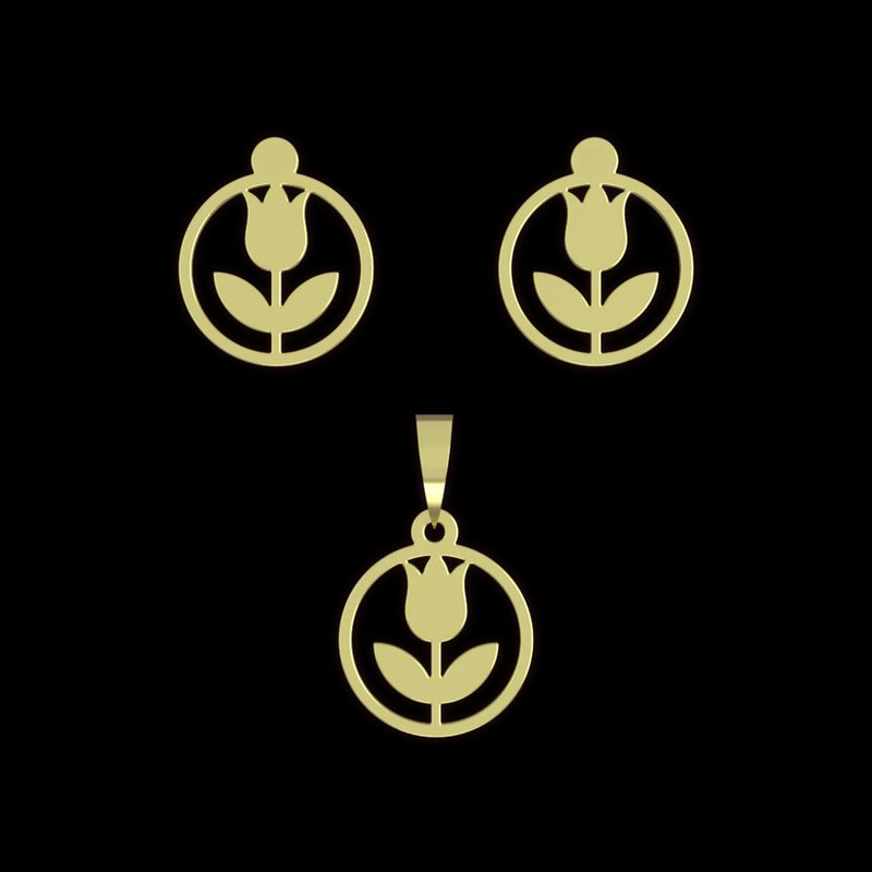 نیم ست طلا 18 عیار زنانه مدوپد مدل گل کد NA10990