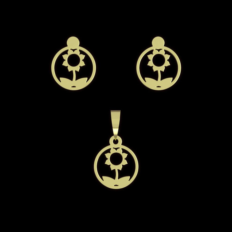 نیم ست طلا 18 عیار زنانه مدوپد مدل گل کد NA10993