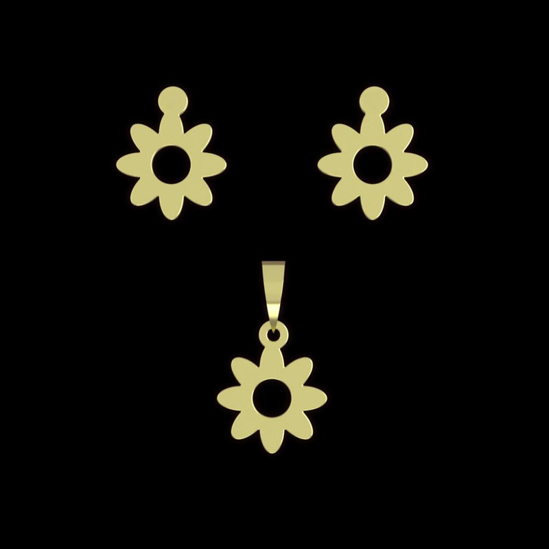 نیم ست طلا 18 عیار زنانه مدوپد مدل گل کد NA11049