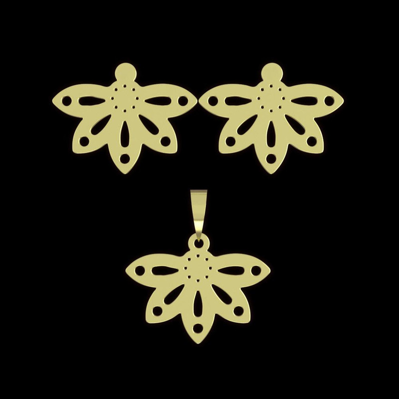 نیم ست طلا 18 عیار زنانه مدوپد مدل گل کد NA11050