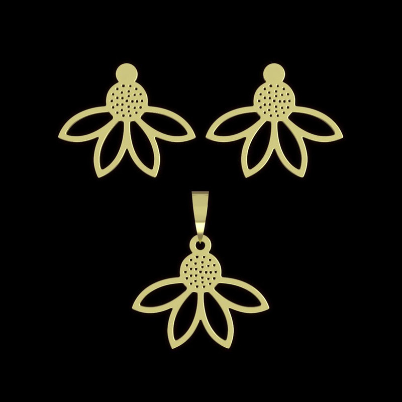 نیم ست طلا 18 عیار زنانه مدوپد مدل گل کد NA11067