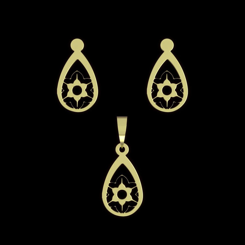 نیم ست طلا 18 عیار زنانه مدوپد مدل گل کد NA11107