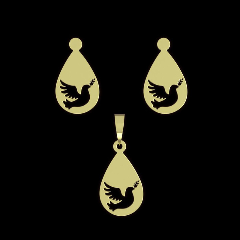 نیم ست طلا 18 عیار زنانه مدوپد مدل پرنده کد NA11216