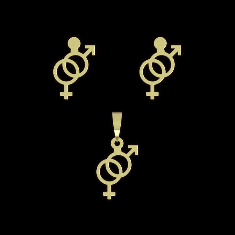 نیم ست طلا 18 عیار زنانه مدوپد مدل علامت جنسیت کد NA11258