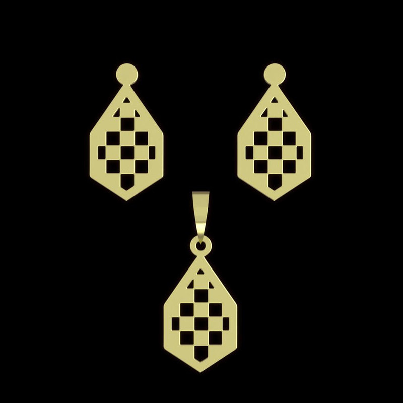 نیم ست طلا 18 عیار زنانه مدوپد مدل شش ضلعی کد NA11277