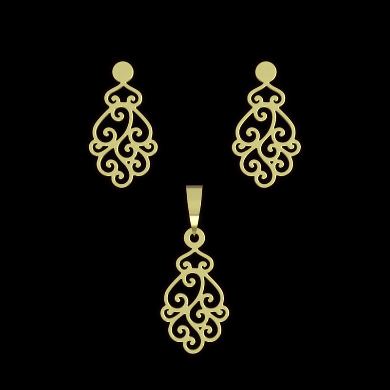 نیم ست طلا 18 عیار زنانه مدوپد مدل اسلیمی کد NA11345