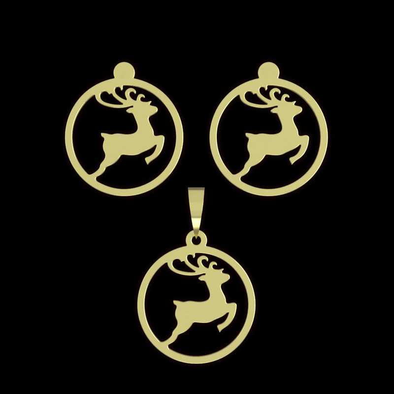 نیم ست طلا 18 عیار زنانه مدوپد مدل گوزن کریسمس کد NA11373