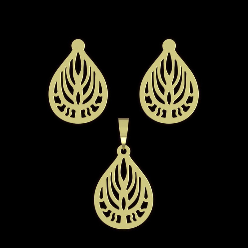 نیم ست طلا 18 عیار زنانه مدوپد مدل اشک کد NA11398