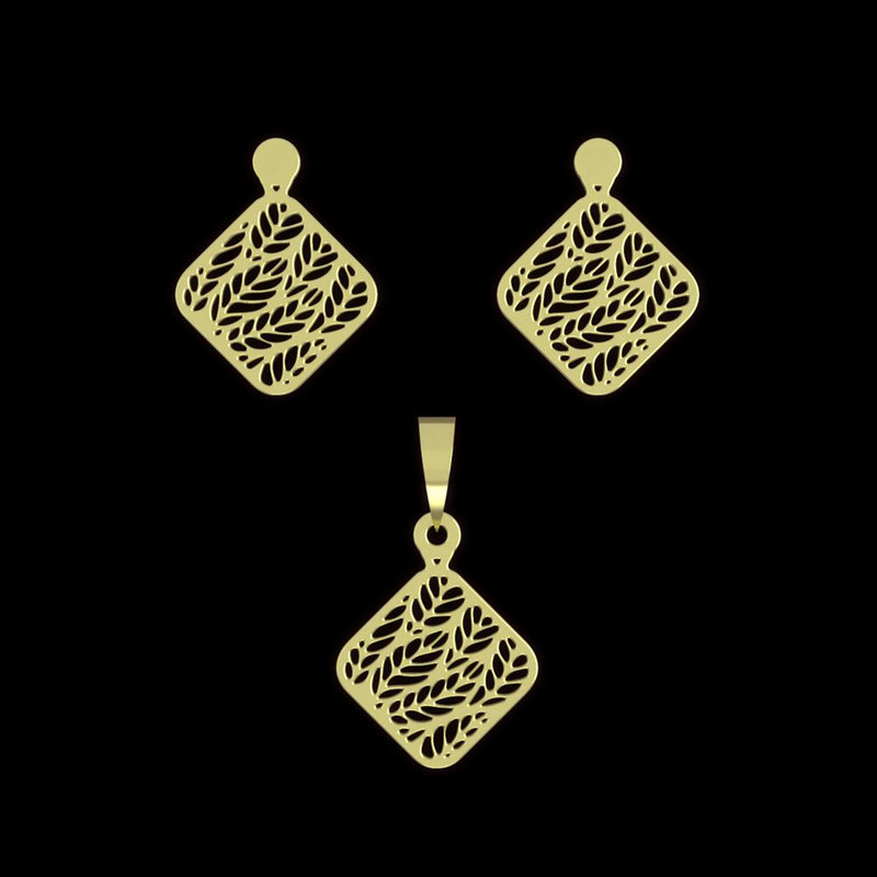 نیم ست طلا 18 عیار زنانه مدوپد مدل مربع کد NA11407