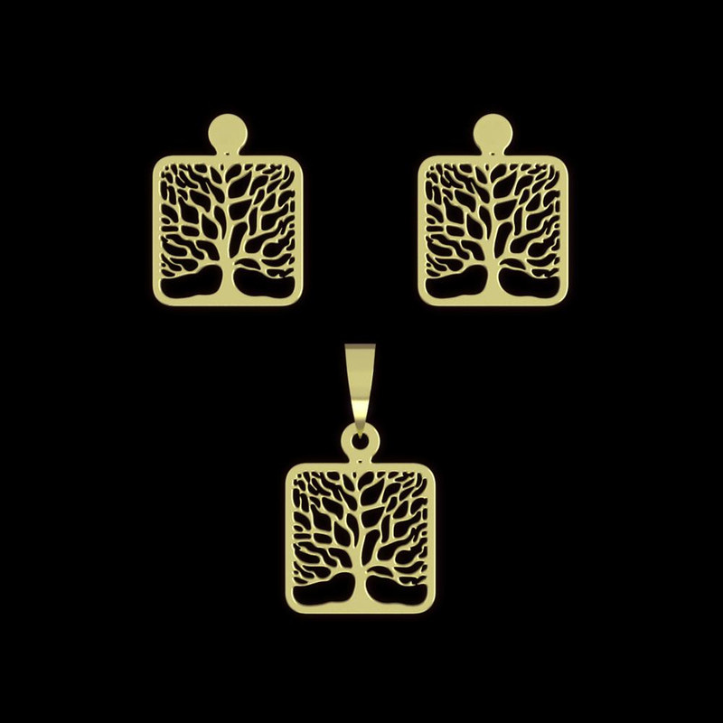 نیم ست طلا 18 عیار زنانه مدوپد مدل درخت کد NA11410